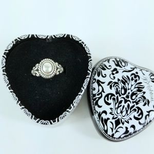 Sz 6.5 Brighton Sterling Silver Cabochon Cable Ring Retired